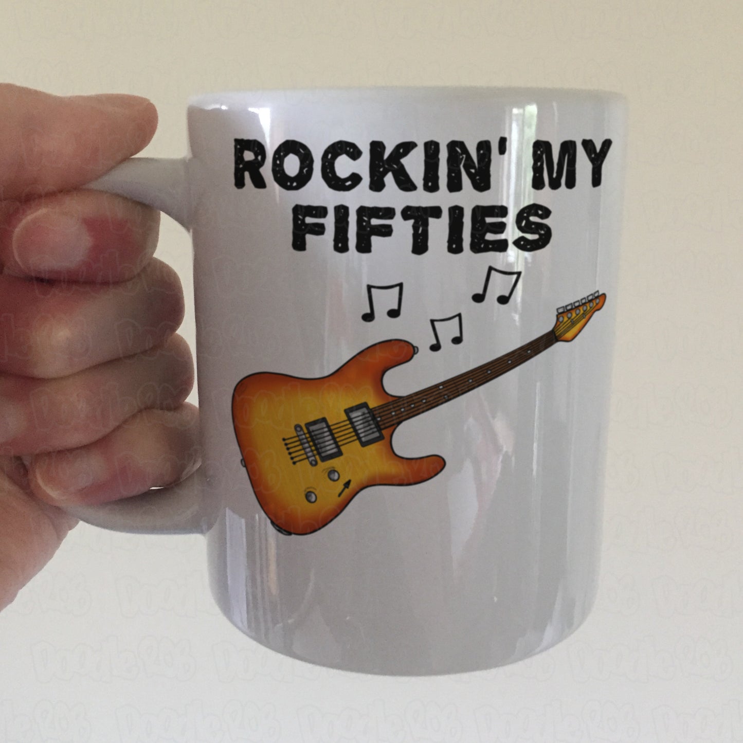50th Birthday Guitar Mug - Rockin' My Fifties - Gift For 50 Year Old - Electric Guitarist Mug