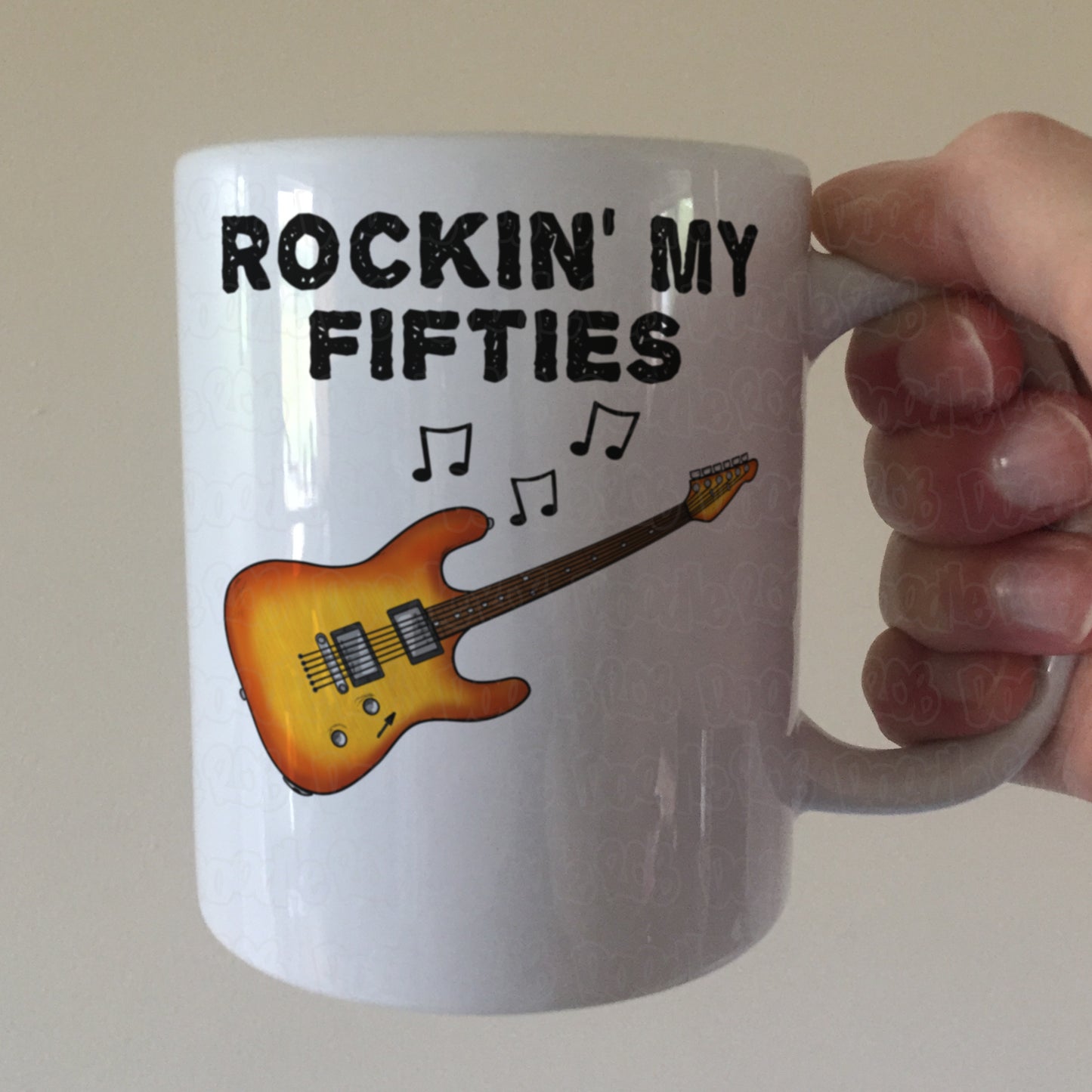 50th Birthday Guitar Mug - Rockin' My Fifties - Gift For 50 Year Old - Electric Guitarist Mug