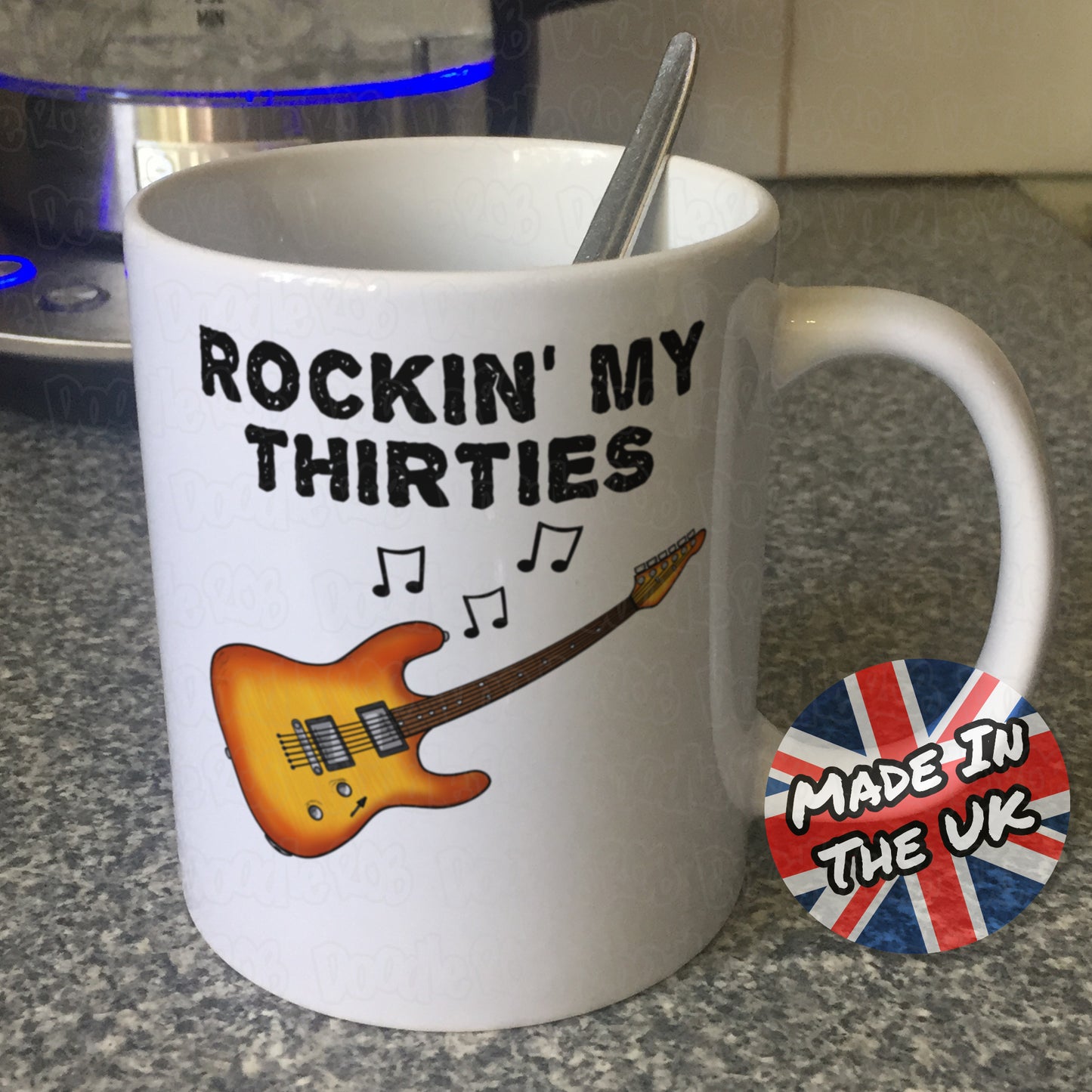 30th Birthday Guitar Mug - Rockin' My Thirties - Gift For 30 Year Old - Electric Guitarist Mug