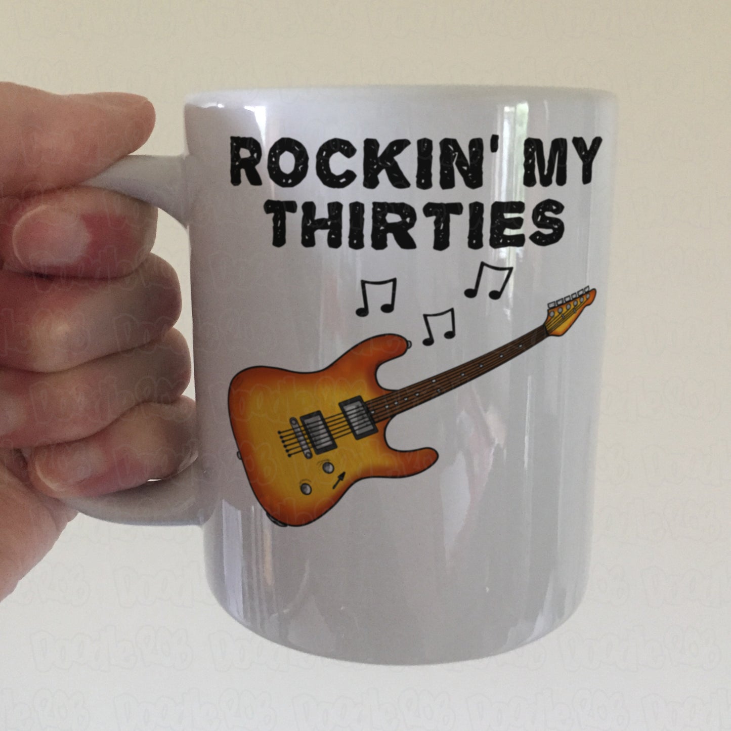 30th Birthday Guitar Mug - Rockin' My Thirties - Gift For 30 Year Old - Electric Guitarist Mug