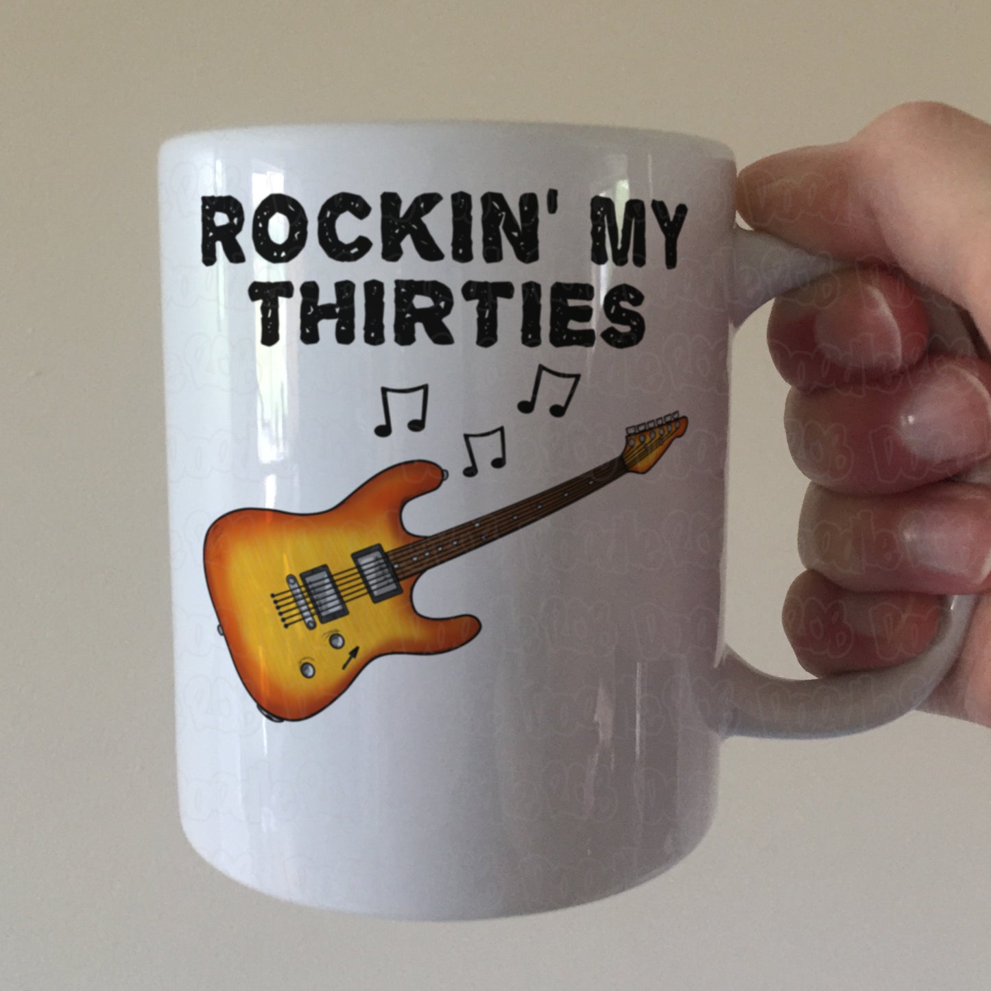30th Birthday Guitar Mug - Rockin' My Thirties - Gift For 30 Year Old - Electric Guitarist Mug