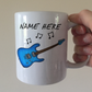 Personalised Guitar Mug (Blue) - Gift For Electric Guitarist - Custom Electric Guitar Mug