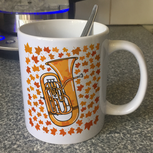 Autumn Euphonium Mug (Leaves) - Gift For Euphoniumist - Brass Musician Gift For Fall or Thanksgiving