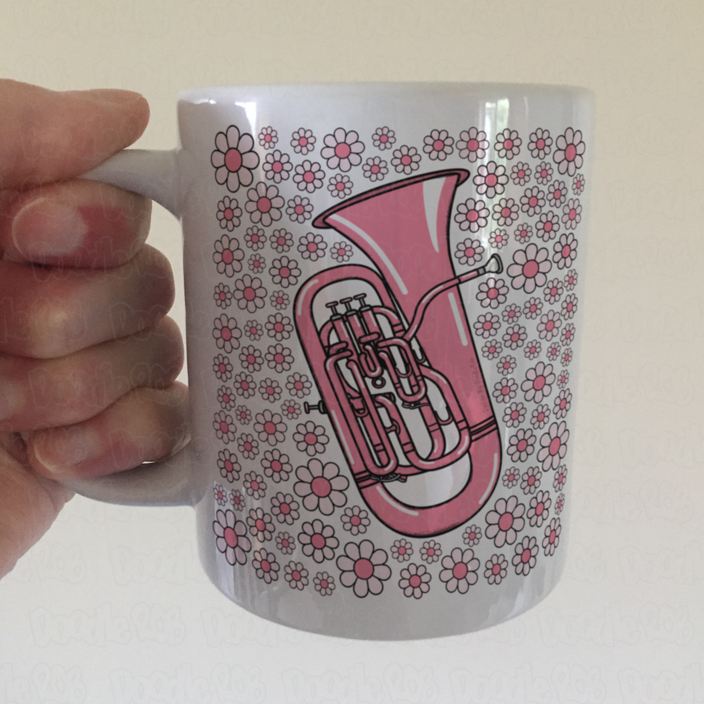 Euphonium Floral Mug (Pink Flowers) - Female Euphoniumist - Brass Musician Gift For Girl
