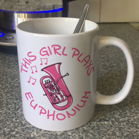 Pink Euphonium Mug - This Girl Plays Euphonium - Female Brass Musician Gift
