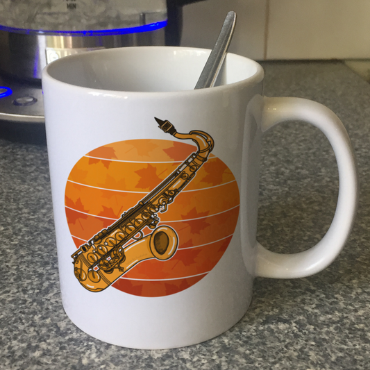 Autumn Saxophone Mug - Saxophonist Mug - Music Teacher Gift