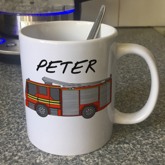 Fire Engine Personalised Mug - Fire Truck Custom Mug - Gift For Firefighter