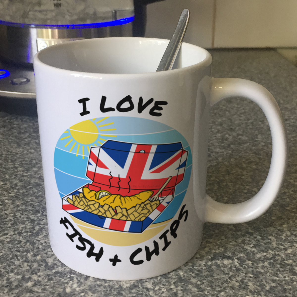 Funny Seaside Mug - I Love Fish And Chips - School Holidays Gift - Summer Mug
