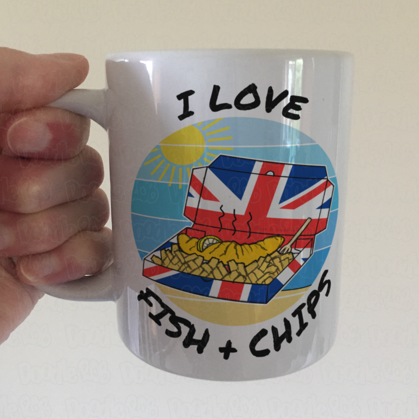 Funny Seaside Mug - I Love Fish And Chips - School Holidays Gift - Summer Mug