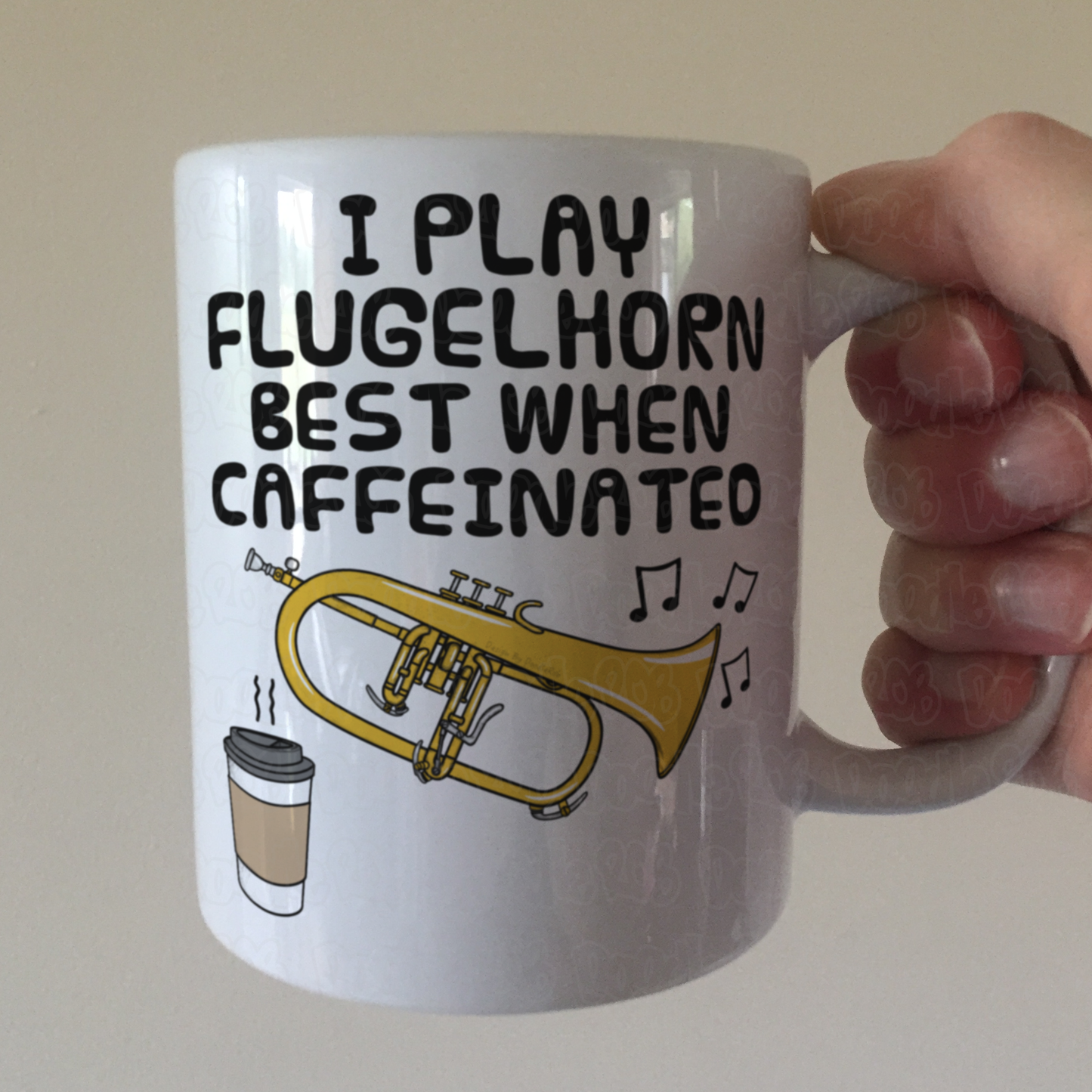Flugelhorn Coffee Mug - I Play Flugelhorn Best When Caffeinated - Brass Musician Gift