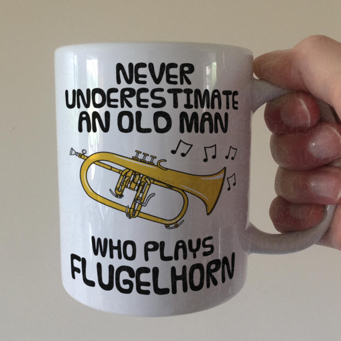 Funny Flugelhorn Mug - Never Underestimate An Old Man Who Plays Flugelhorn - Brass Musician Gift For Him