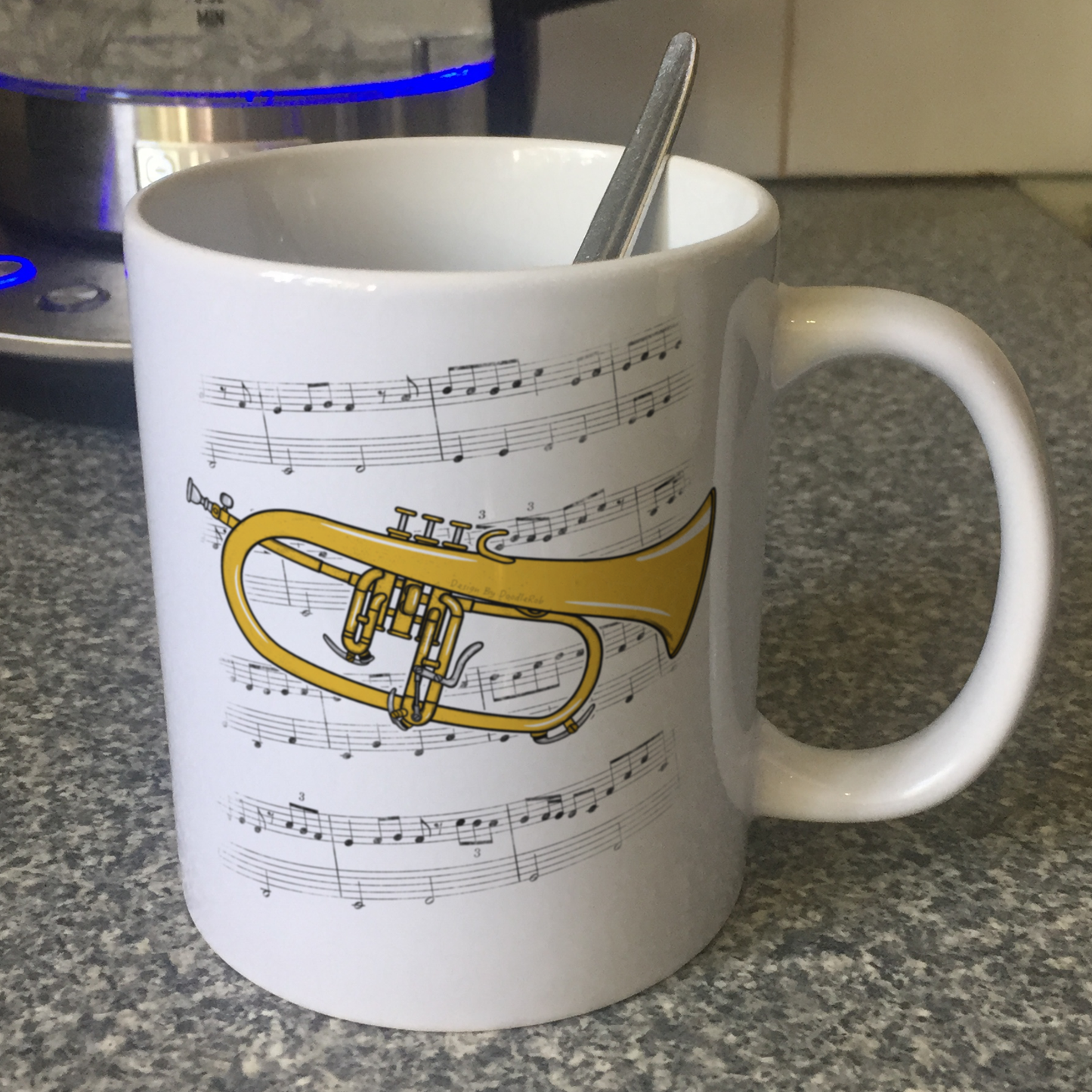 Flugelhorn Music Notation Mug (Colour) - Gift For Horn Player - Brass Musician Gift
