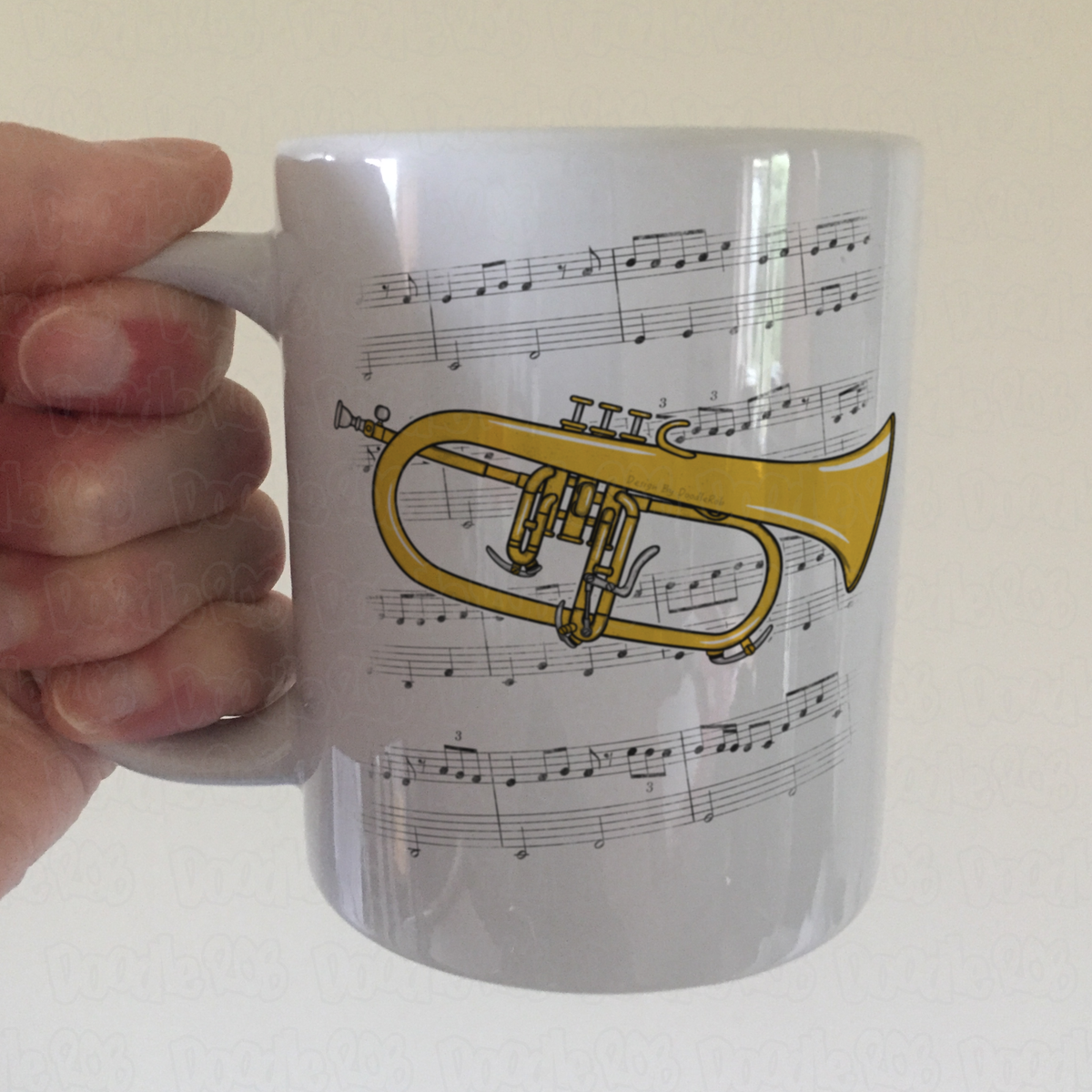 Flugelhorn Music Notation Mug (Colour) - Gift For Horn Player - Brass Musician Gift