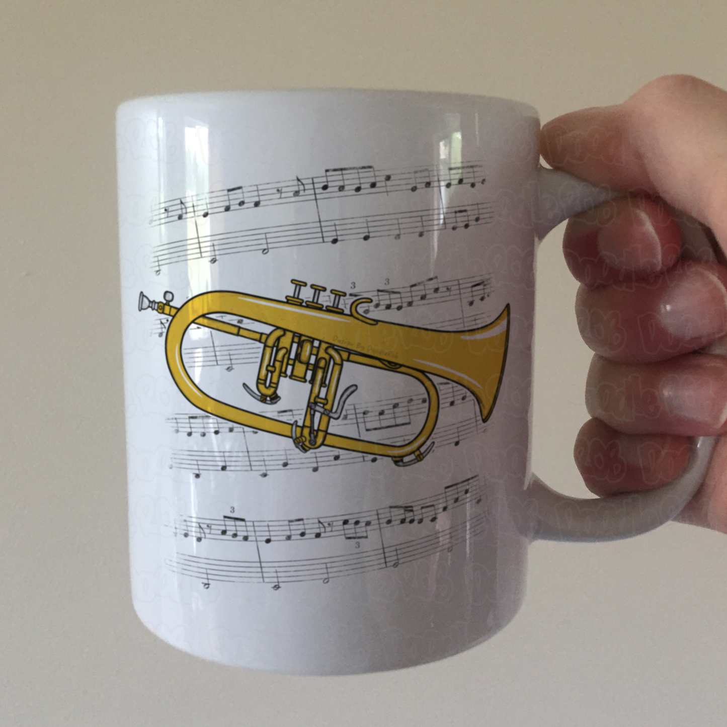 Flugelhorn Music Notation Mug (Colour) - Gift For Horn Player - Brass Musician Gift