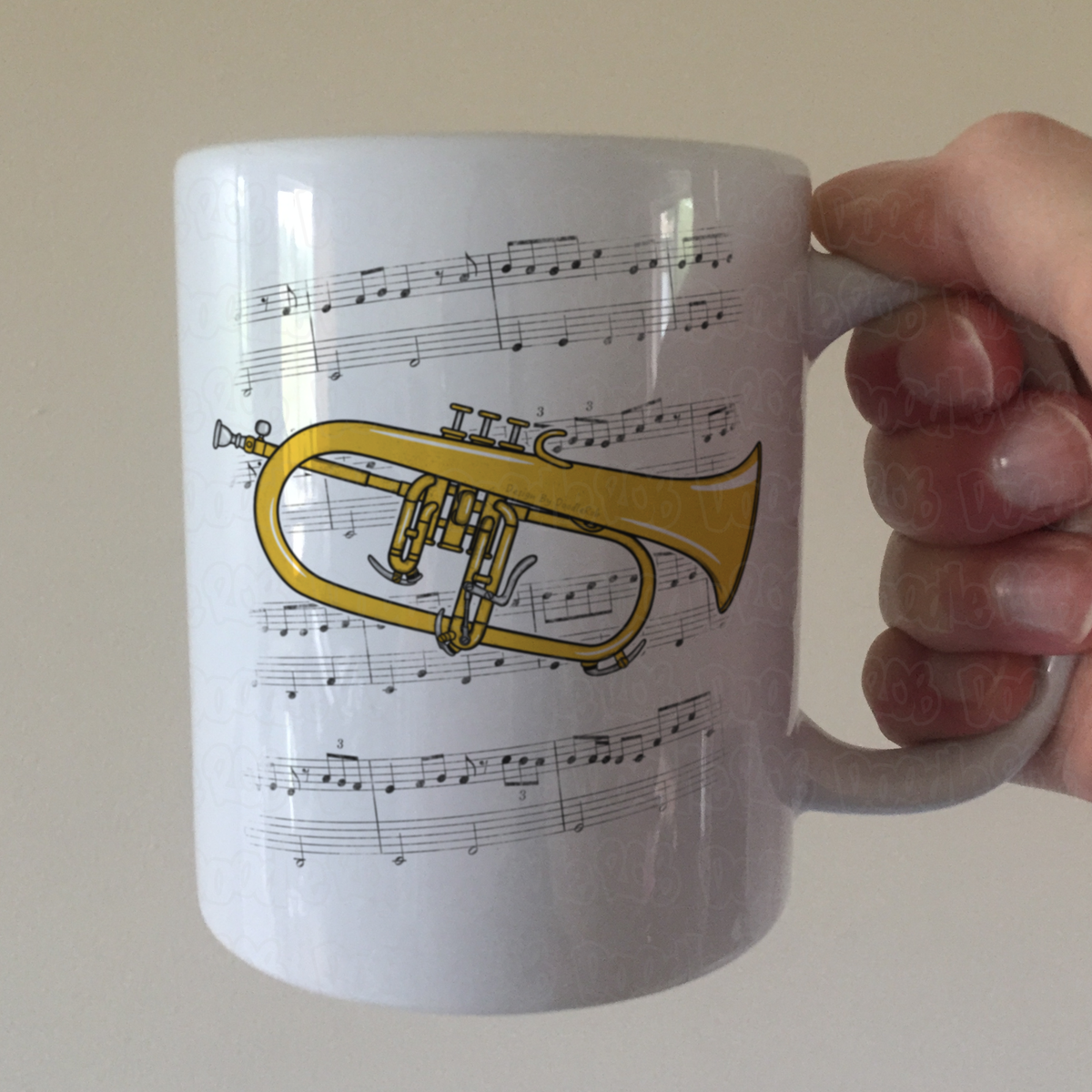 Flugelhorn Music Notation Mug (Colour) - Gift For Horn Player - Brass Musician Gift