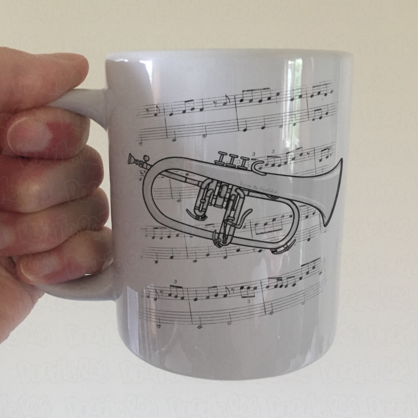 Flugelhorn Music Notation Mug - Gift For Horn Player - Brass Musician Gift