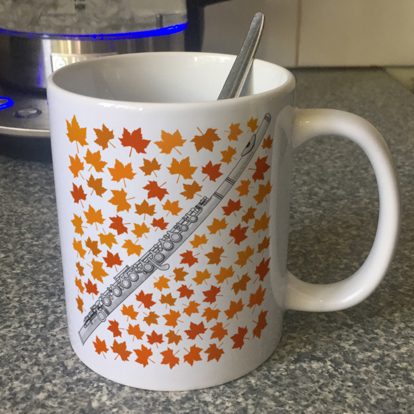 Autumn Flute Mug (Leaves) - Gift For Flautist - Woodwind Musician Gift For Fall or Thanksgiving