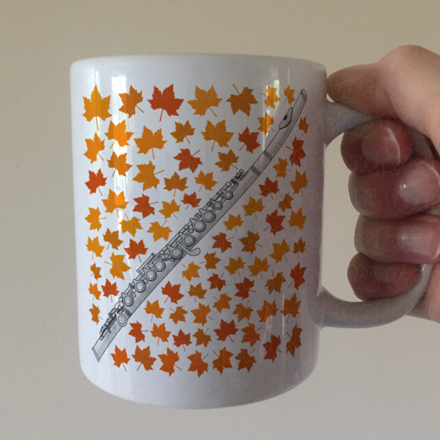 Autumn Flute Mug (Leaves) - Gift For Flautist - Woodwind Musician Gift For Fall or Thanksgiving