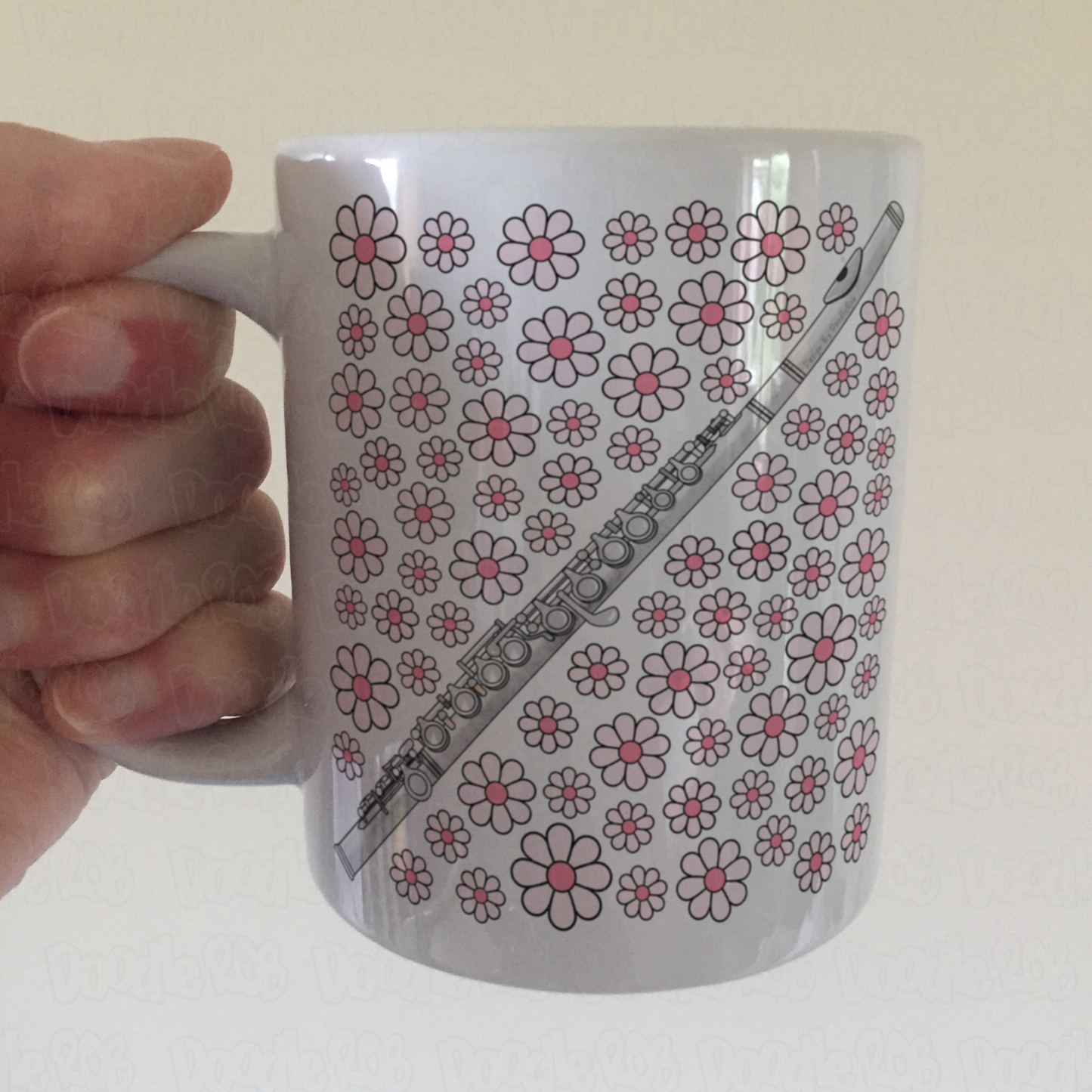 Flute Floral Mug (Pink Flowers) - Female Flautist - Woodwind Musician Gift For Girl