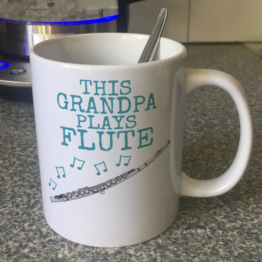 Flute Father's Day Mug - This Grandpa Plays Flute - Flautist Woodwind Musician Gift
