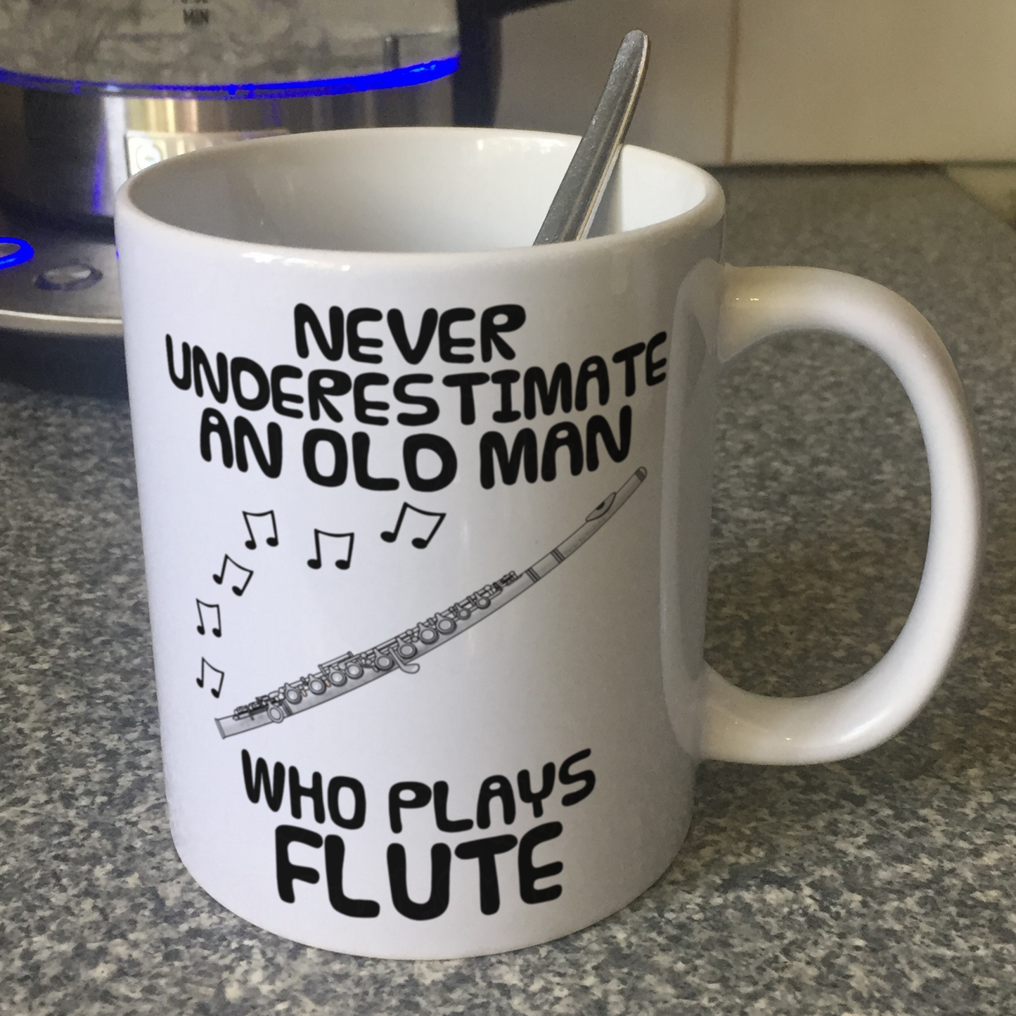 Funny Flute Mug - Never Underestimate An Old Man Who Plays Flute - Flautist Woodwind Musician Gift For Him