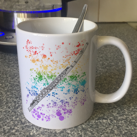 Flute Rainbow Mug - Gift For Flautist - Flute Teacher Mug - Woodwind Musician Gift