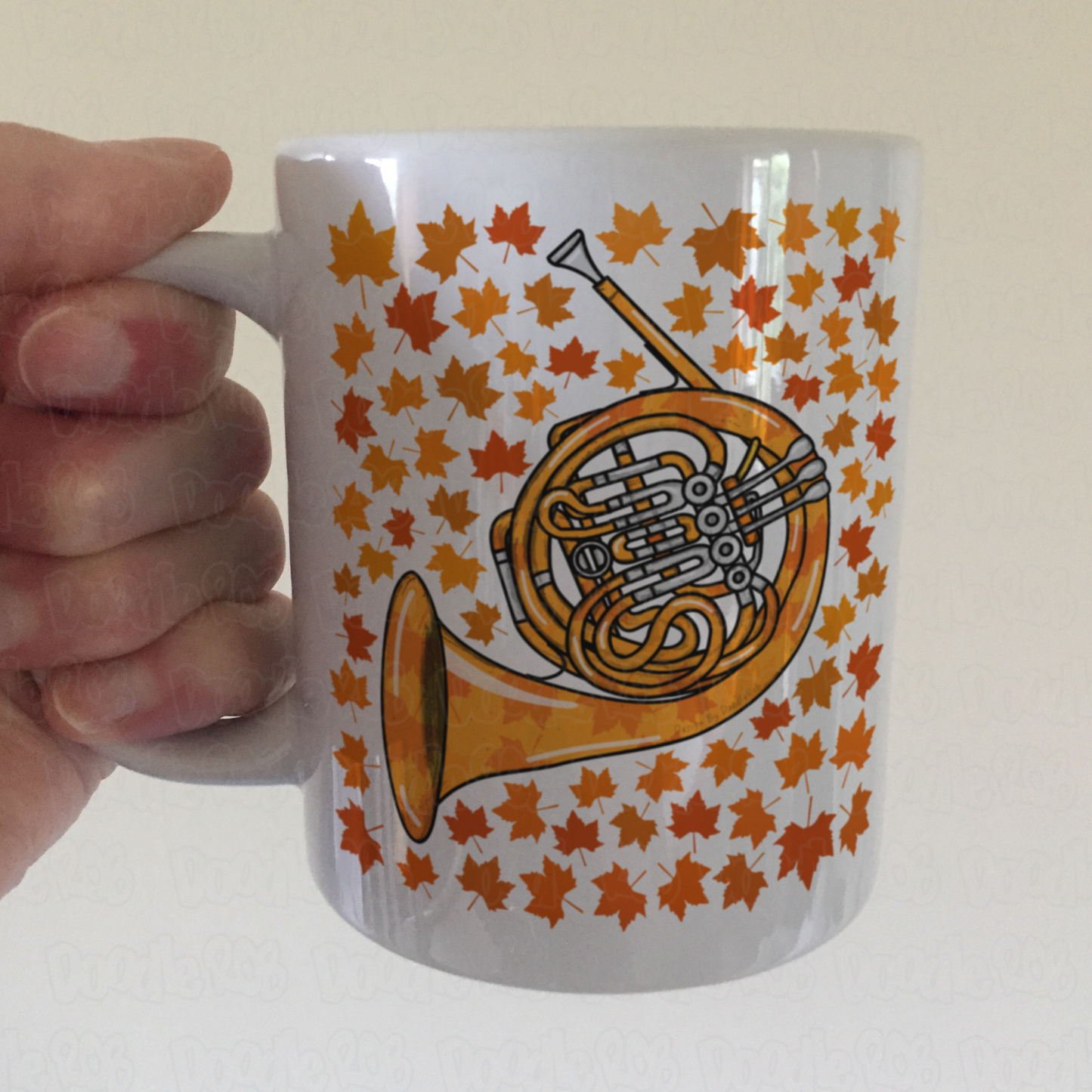 Autumn French Horn Mug (Leaves) - Horn Player Mug - Brass Musician Gift For Fall or Thanksgiving