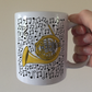 French Horn Musical Notes Mug - Horn Player Mug - Brass Musician Orchestra Gift