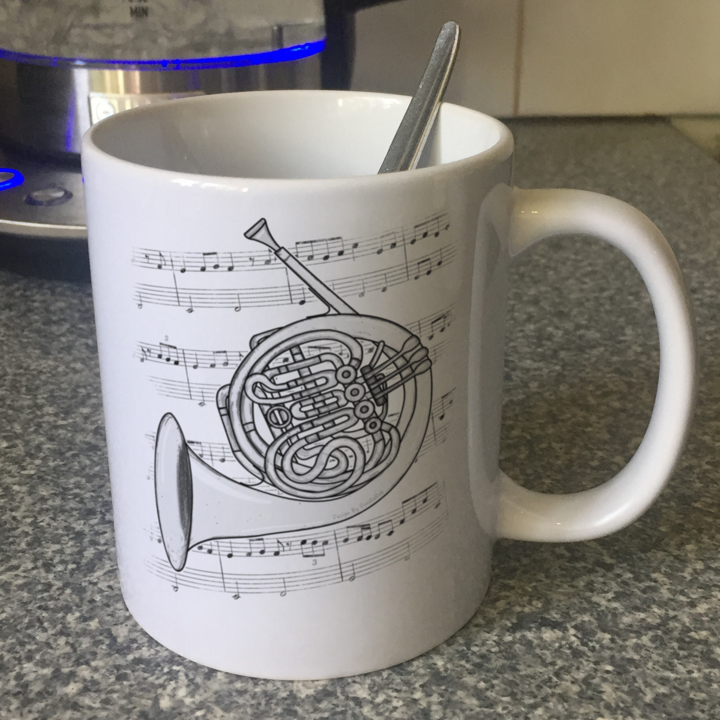 French Horn Music Notation Mug - Horn Player Mug - Brass Musician Gift