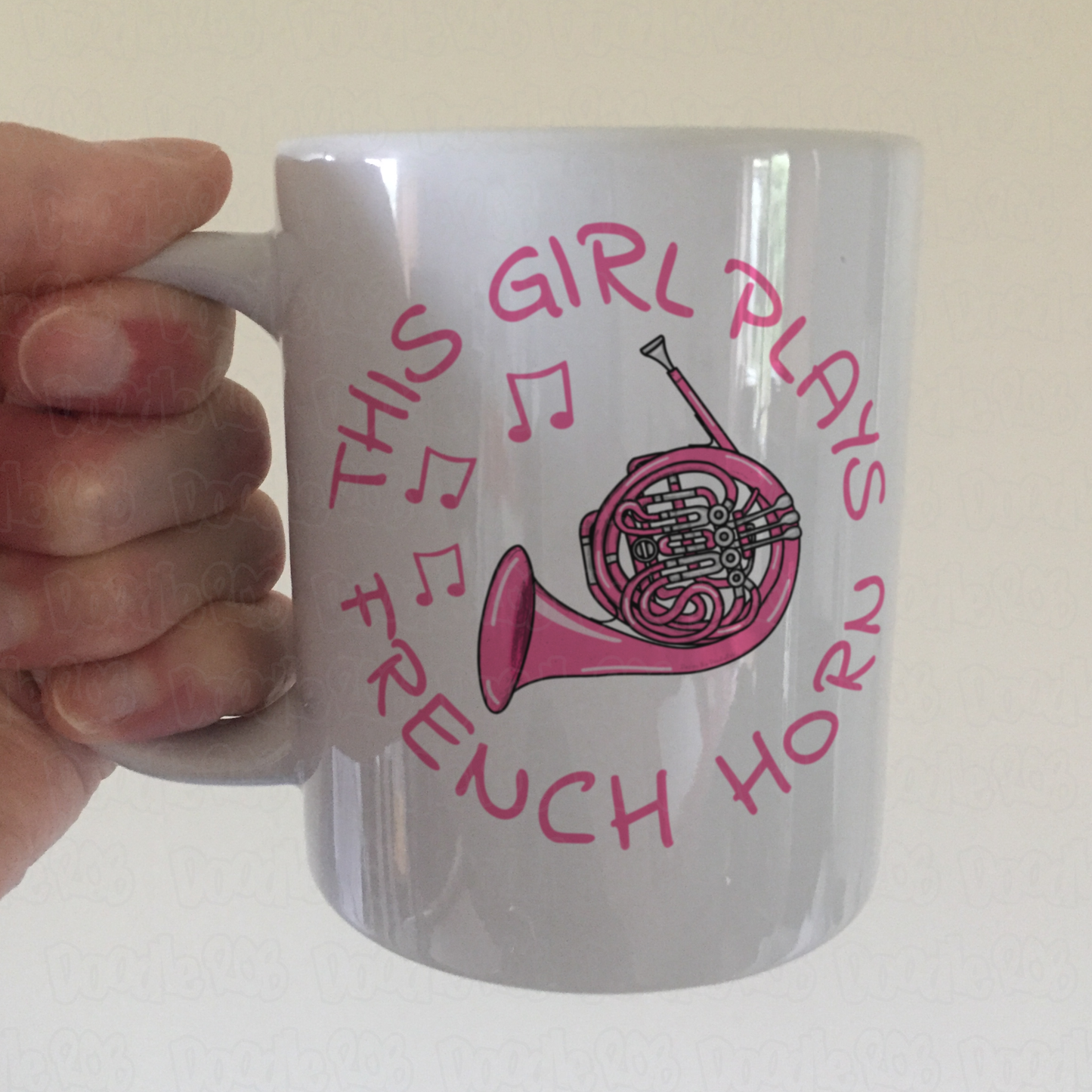 Pink French Horn Mug - This Girl Plays French Horn - Female Brass Musician - Brass Band Gift For Her