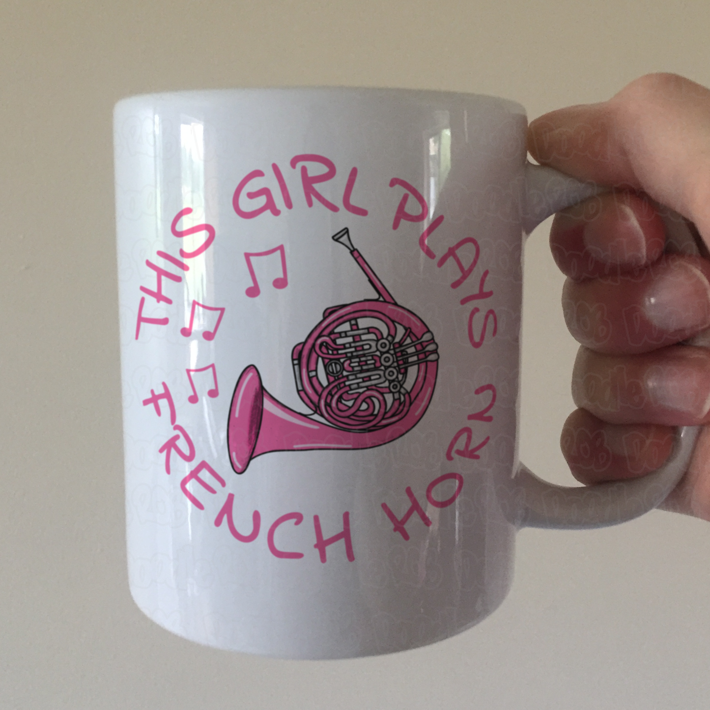Pink French Horn Mug - This Girl Plays French Horn - Female Brass Musician - Brass Band Gift For Her