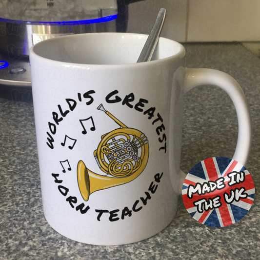 French Horn Teacher Mug - World's Greatest Horn Teacher - Brass Teacher Gift