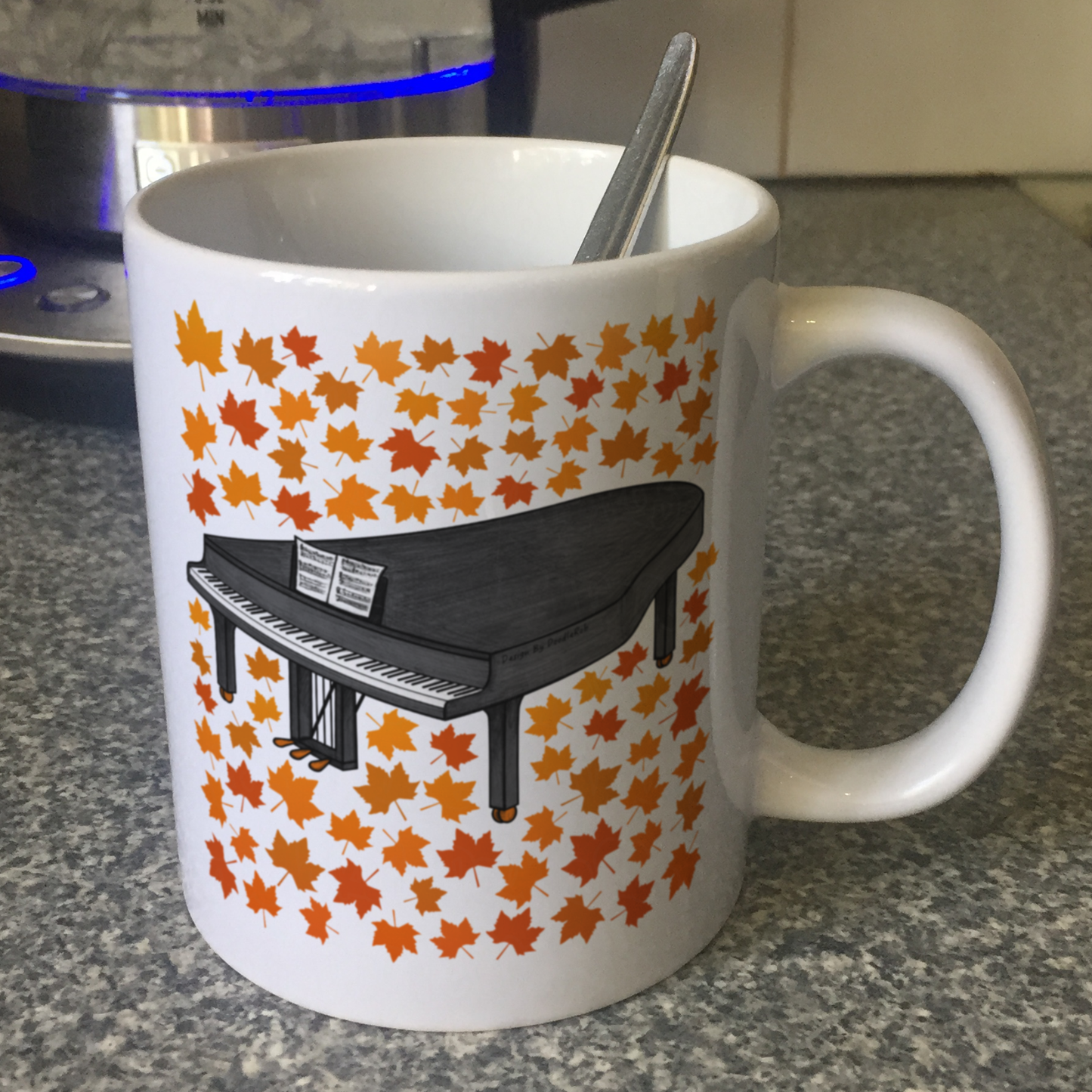 Autumn Grand Piano Mug (Leaves) - Gift For Pianist - Musician Gift For Fall or Thanksgiving
