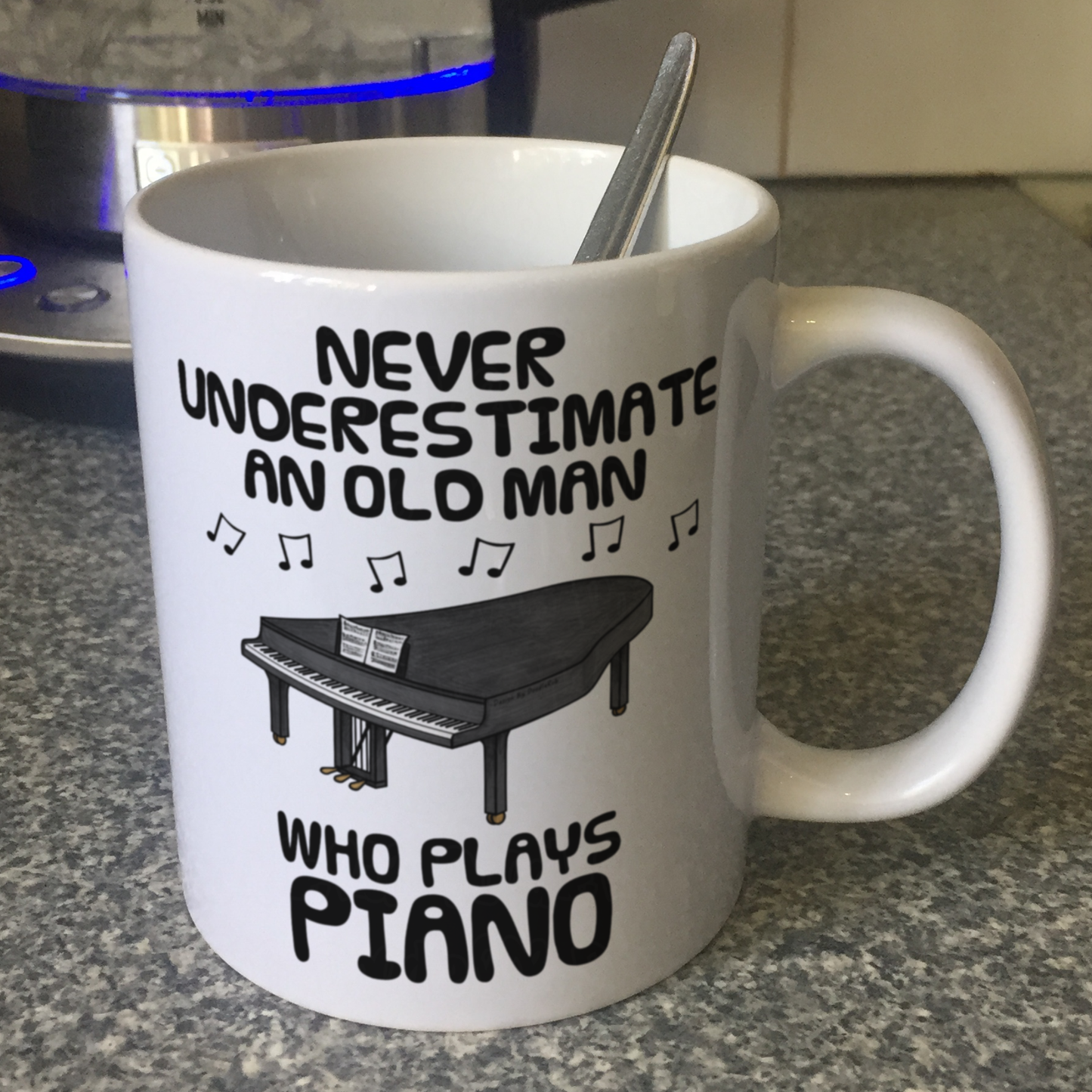 Funny Piano Mug -  Never Underestimate An Old Man Who Plays Piano - Pianist Musician Gift For Him