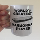 Funny Harmonica Mug - World's Greatest Harmonica Player - Gift For Blues Musician