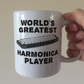 Funny Harmonica Mug - World's Greatest Harmonica Player - Gift For Blues Musician