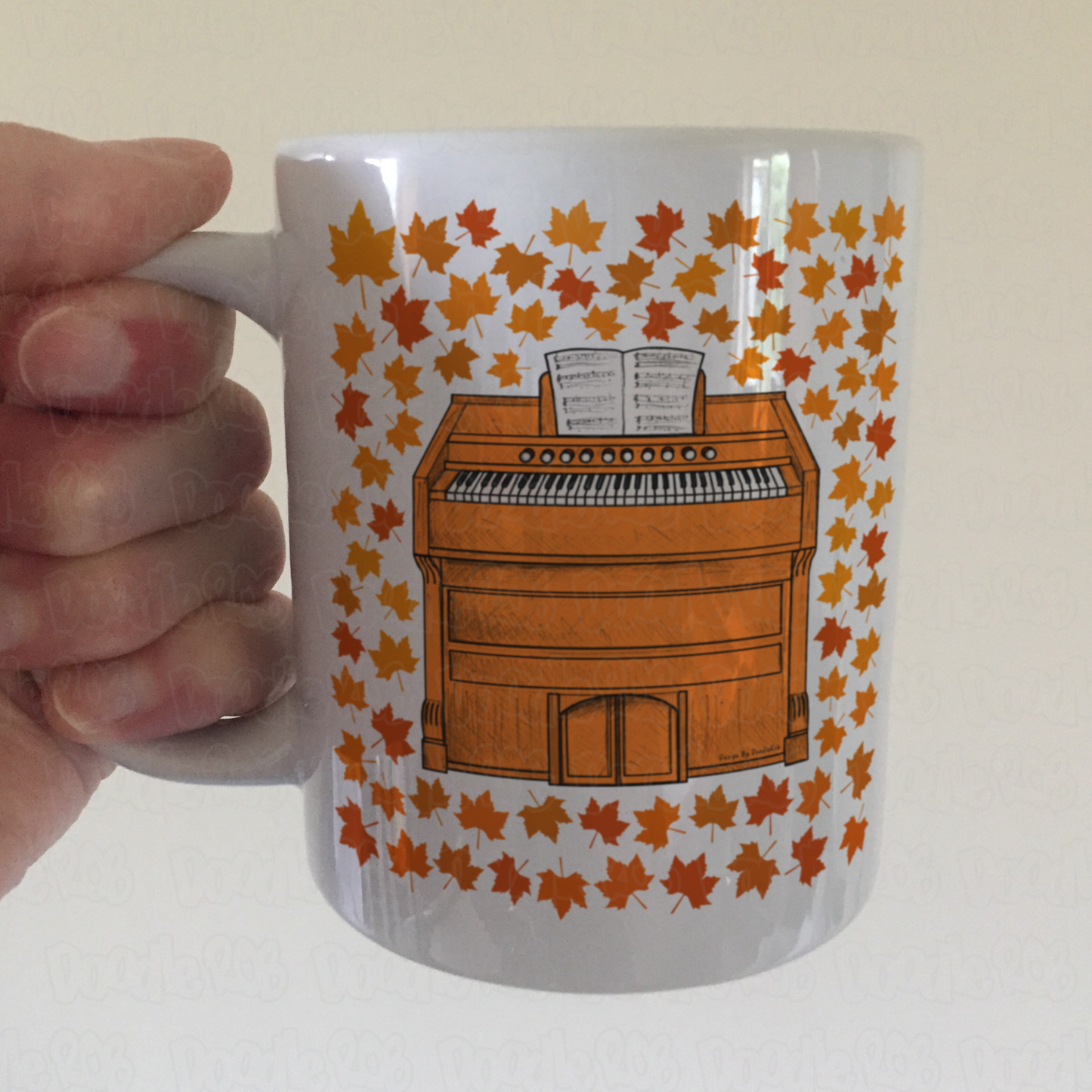 Autumn Harmonium Mug (Leaves) - Gift For Organist - Church Organ Mug - Musician Gift For Fall or Thanksgiving