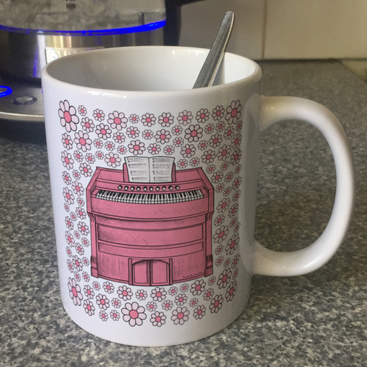 Harmonium Floral Mug (Pink Flowers) - Female Organist - Musician Gift For Girl