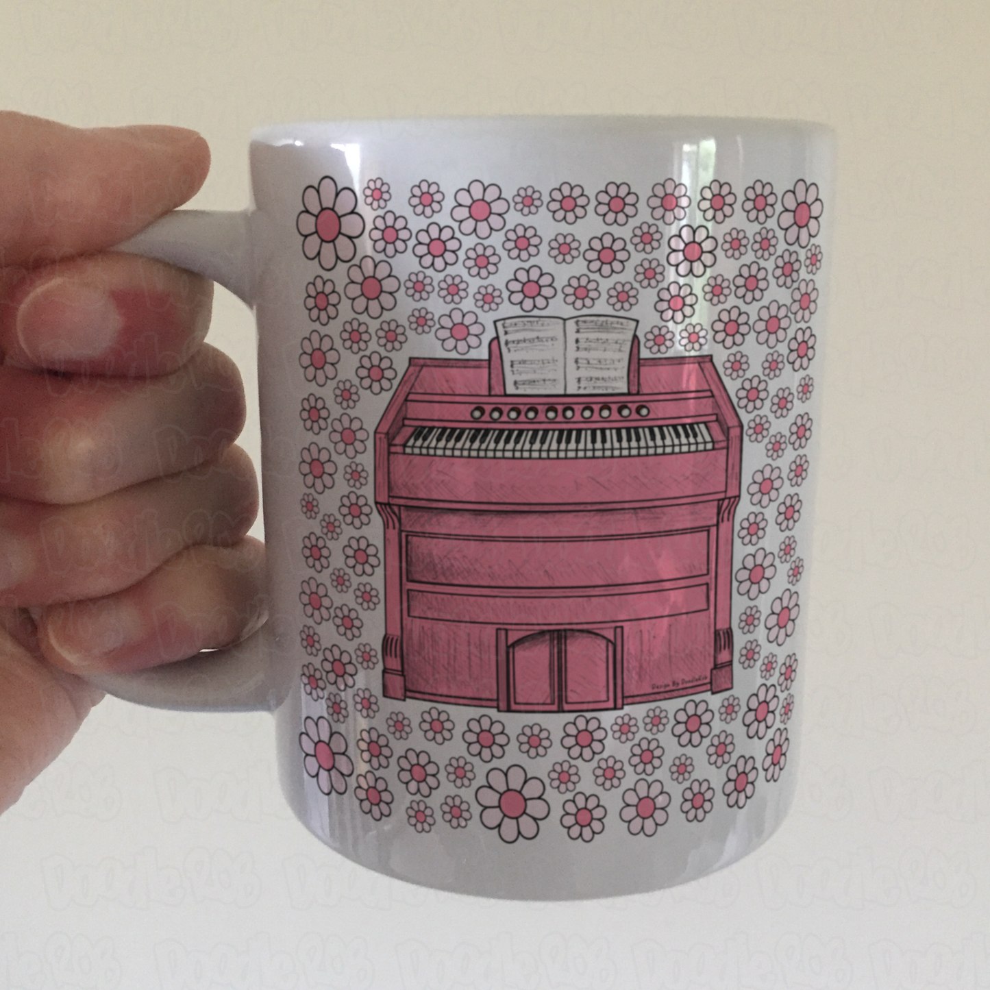 Harmonium Floral Mug (Pink Flowers) - Female Organist - Musician Gift For Girl