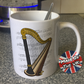 Harp Music Notation Mug (Colour) - Gift For Harpist - String Musician Gift
