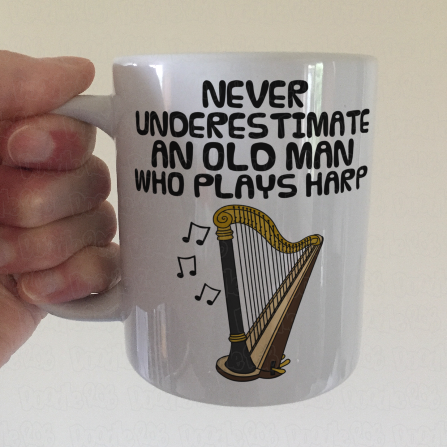 Funny Harp Mug -  Never Underestimate An Old Man Who Plays Harp - Harpist Musician Gift For Him