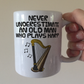 Funny Harp Mug -  Never Underestimate An Old Man Who Plays Harp - Harpist Musician Gift For Him