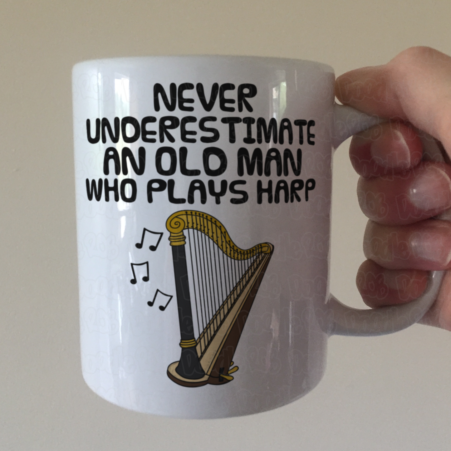 Funny Harp Mug -  Never Underestimate An Old Man Who Plays Harp - Harpist Musician Gift For Him