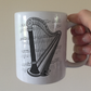 Harp Music Notation Mug - Gift For Harpist - String Musician Gift