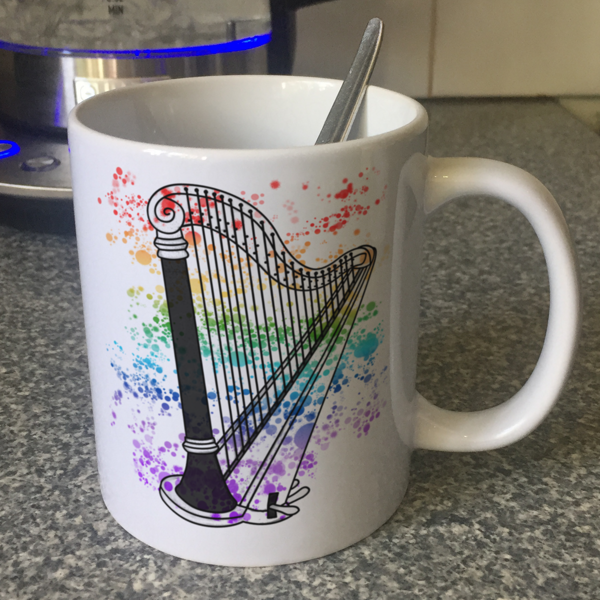 Harp Rainbow Mug - Gift For Harpist - Harp Teacher Mug - String Musician Gift