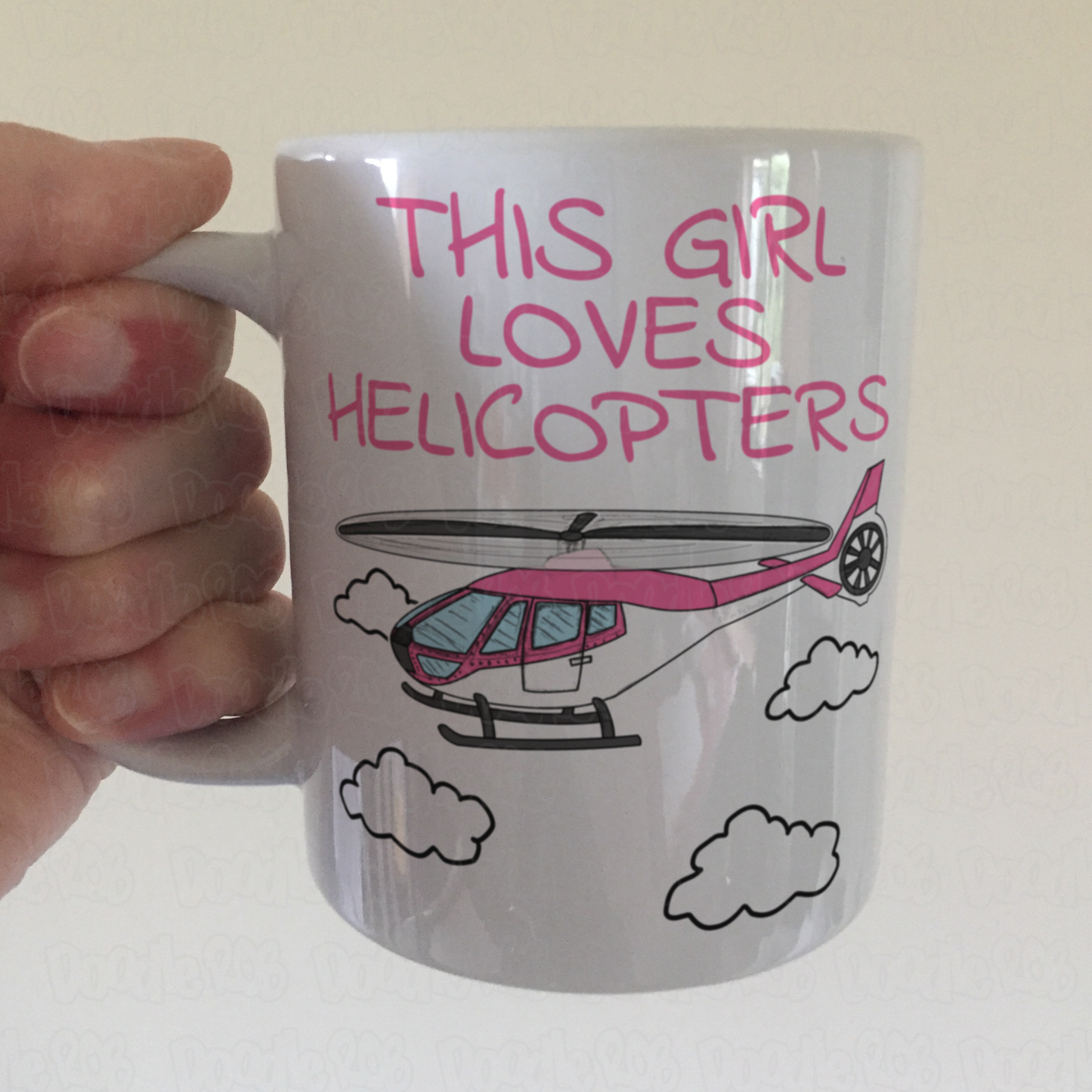 Girl's Helicopter Mug - This Girl Loves Helicopters - Pink Helicopter Mug - Female Pilot Gift
