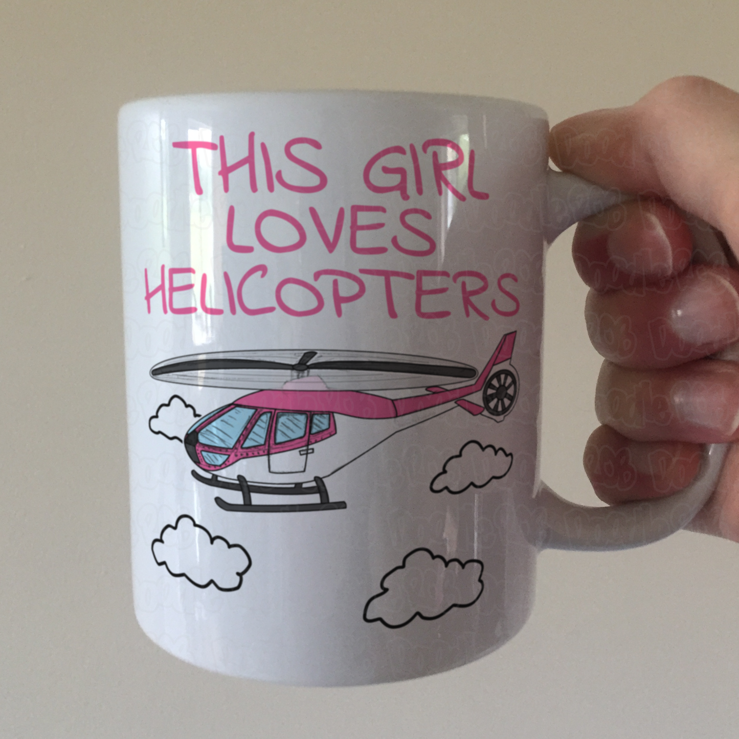 Girl's Helicopter Mug - This Girl Loves Helicopters - Pink Helicopter Mug - Female Pilot Gift