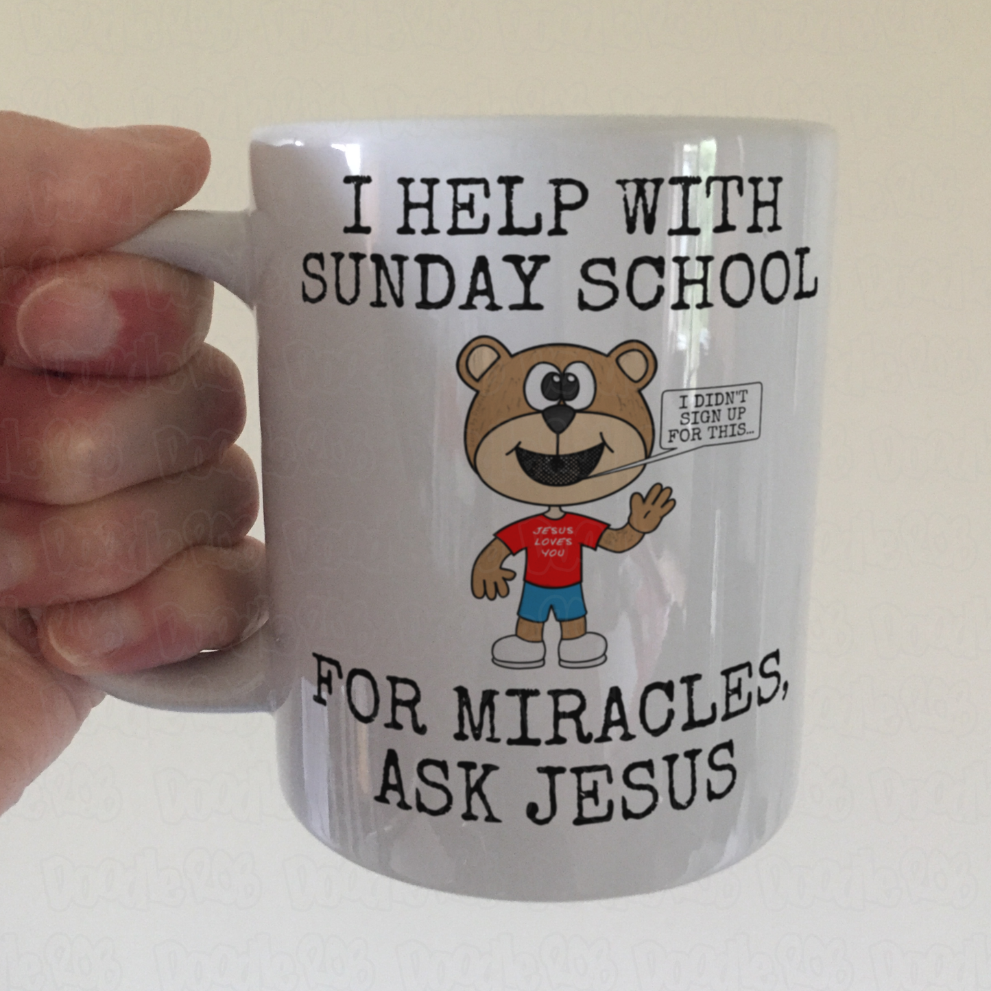 Church Sunday School Mug - For Miracles, Ask Jesus - Funny Christian Gift
