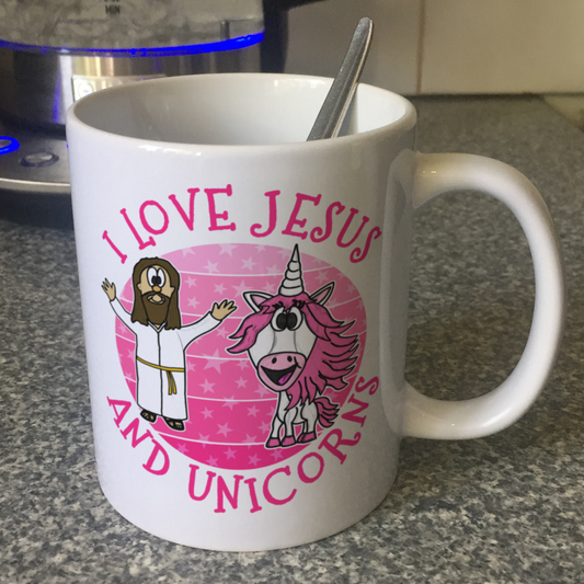 Funny Jesus Mug - I Love Jesus And Unicorns - Gift For Christian Girl - Church Humour