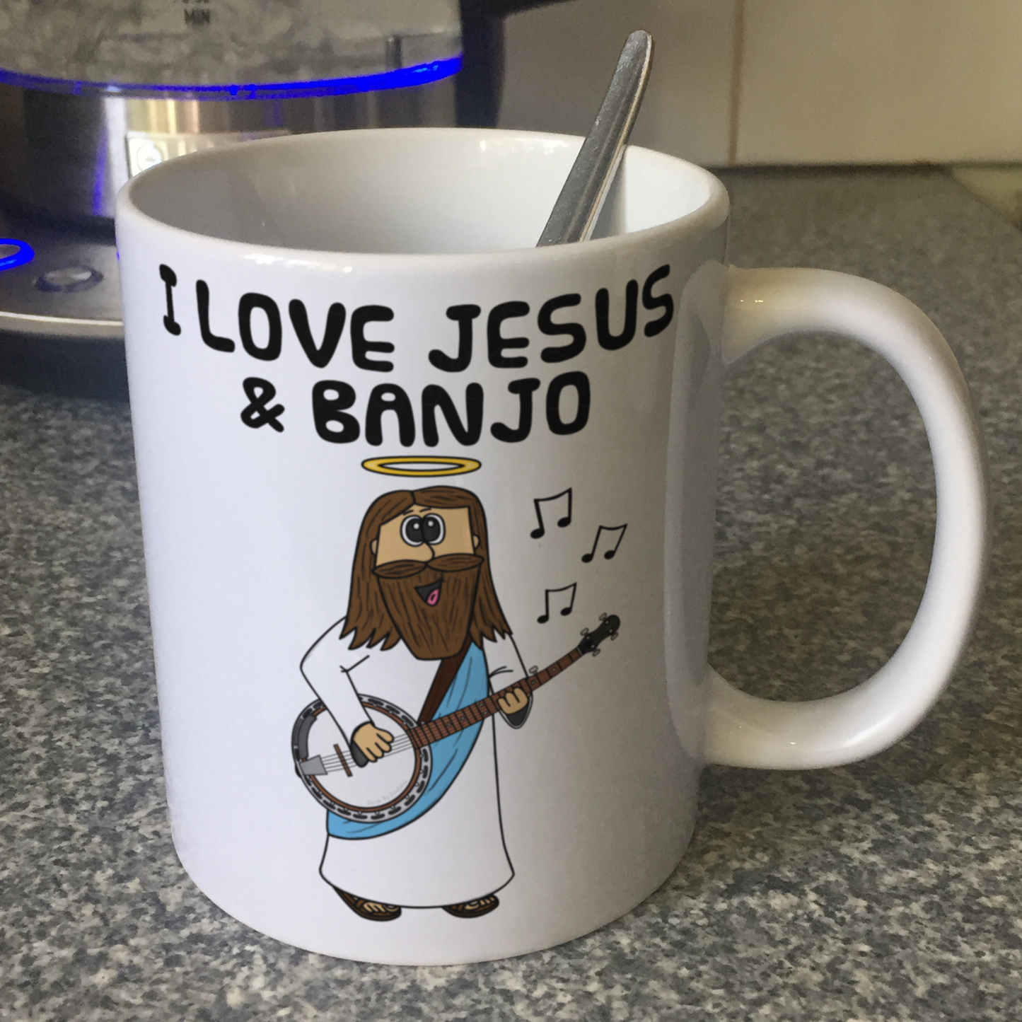 Christian Banjo Mug - Jesus Playing Banjo - Church Banjoist Gift